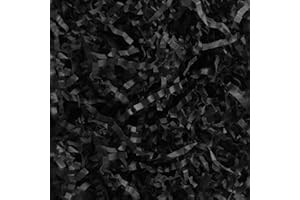 Sunsay 1LB Black Crinkle Cut Paper Shred Filler for Giftbox Wrapping, Crinkle Paper Decoration for Birthdays, Basket Filling 