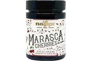 Marasca Cherries in Syrup, 14.10 oz (400 g), Sweet and Sour, Premium Quality, Award Winning, Maraschino Black Pitted Cherries, Product of Italy, Nappi 1911