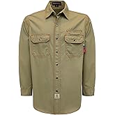 BOCOMAL FR Shirts for Men Snaps Down 7.5oz Water Repellent Fire Resistant Welding Jackets-NFPA2112 CAT2