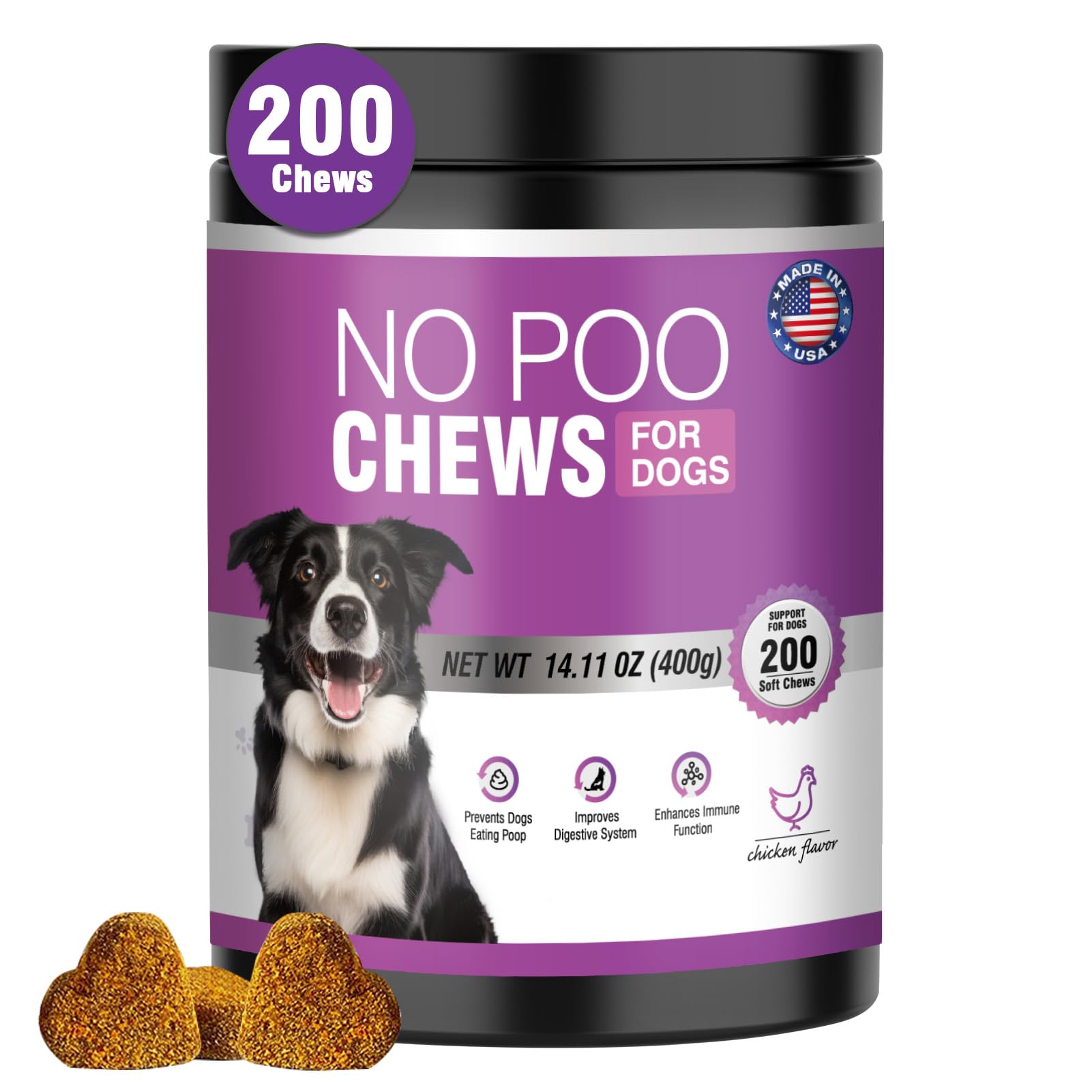 Photo 1 of 200 Chews No Poo Chews-No Poop Eating Deterrent for Dog-Coprophagia Deterrent for Dogs-Prevent Stop Dogs From Eating Poop Supplement with Digestive Enzymes&Probiotics-Breath Freshener-Chicken Flavor exp- 09/2027