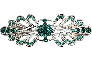 Faship Gorgeous Green Rhinestone Crystal Small Floral Hair Barrette Clip