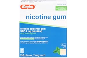 RUGBY LABORATORIES Rugby Polacrilex 2mg Nicotine Gum - Mint Flavor, Quit Smoking and Vaping Aid, Sugar-Free, 110 Count (1-Pack)