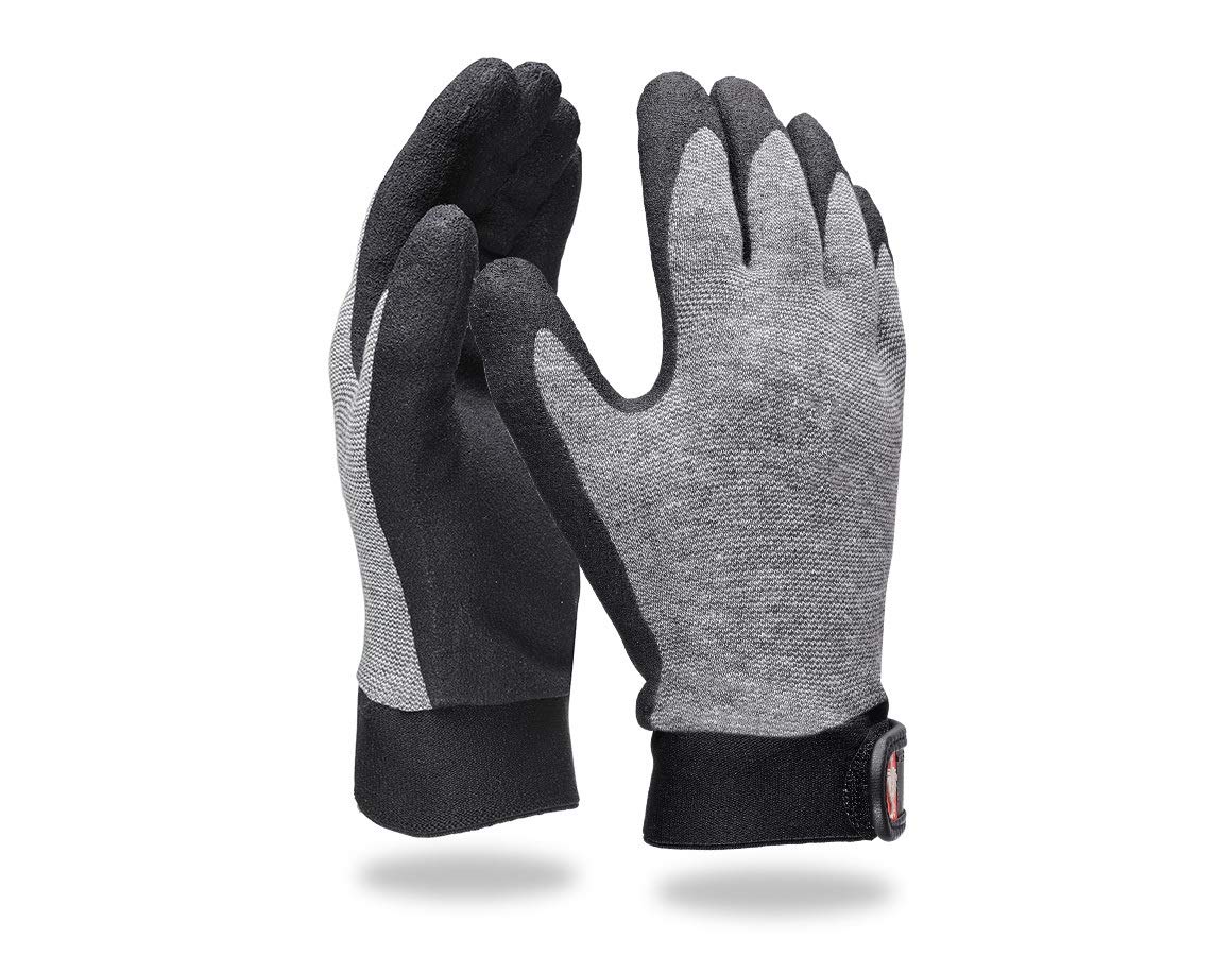 Engelbert Strauss VINIL KNITTED GLOVES, Quality Workwear, 9 (L), Grey/Black, 1 pair