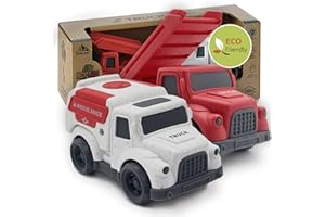Aigitoy Toddler Car Toys for 1-3 Year Old, Fire Truck, Ambulance, PVC, BPA Free, Phthalates Free, Easter Christmas Birthday, Dishwasher Safe, Recycled Plastic, Gifts for 2 3 4 Year Boy Girl.