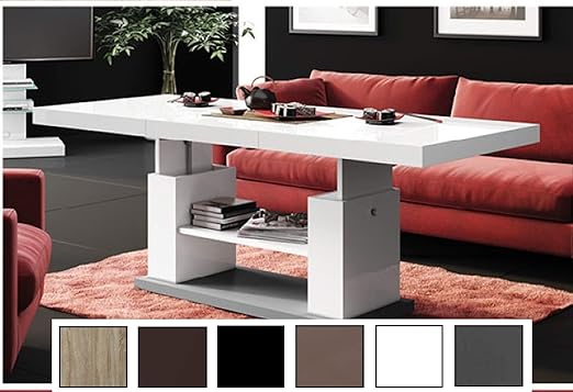 Design Couchtisch Hn 777 Weiss Grau Hochglanz Hohenverstellbar Ausziehbar Tisch Esstisch Amazon De Kuche Haushalt