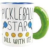 Enesco Our Name is Mud Pickleball Star Dill with it Sculpted Handle Coffee Mug, 16 Ounce, Multicolor