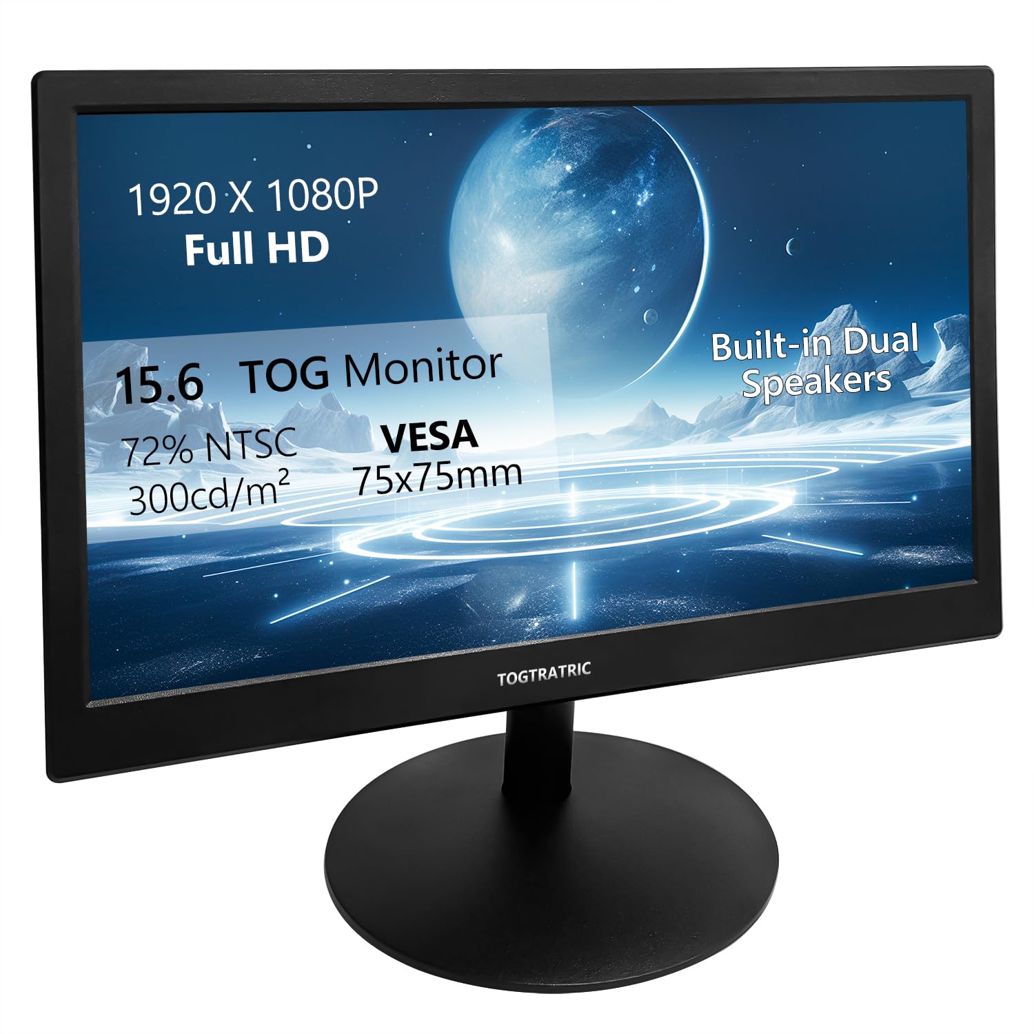 Photo 1 of 15.6 Inch Small PC Monitor FHD 1920x1080P, Built-in Speaker, 300cd/m², HDR, 72% NTSC Portable LED Monitor, HDMI, VGA, VESA Supports, Mini Desktop Display Secondary Monitors for Laptop PS4 PC