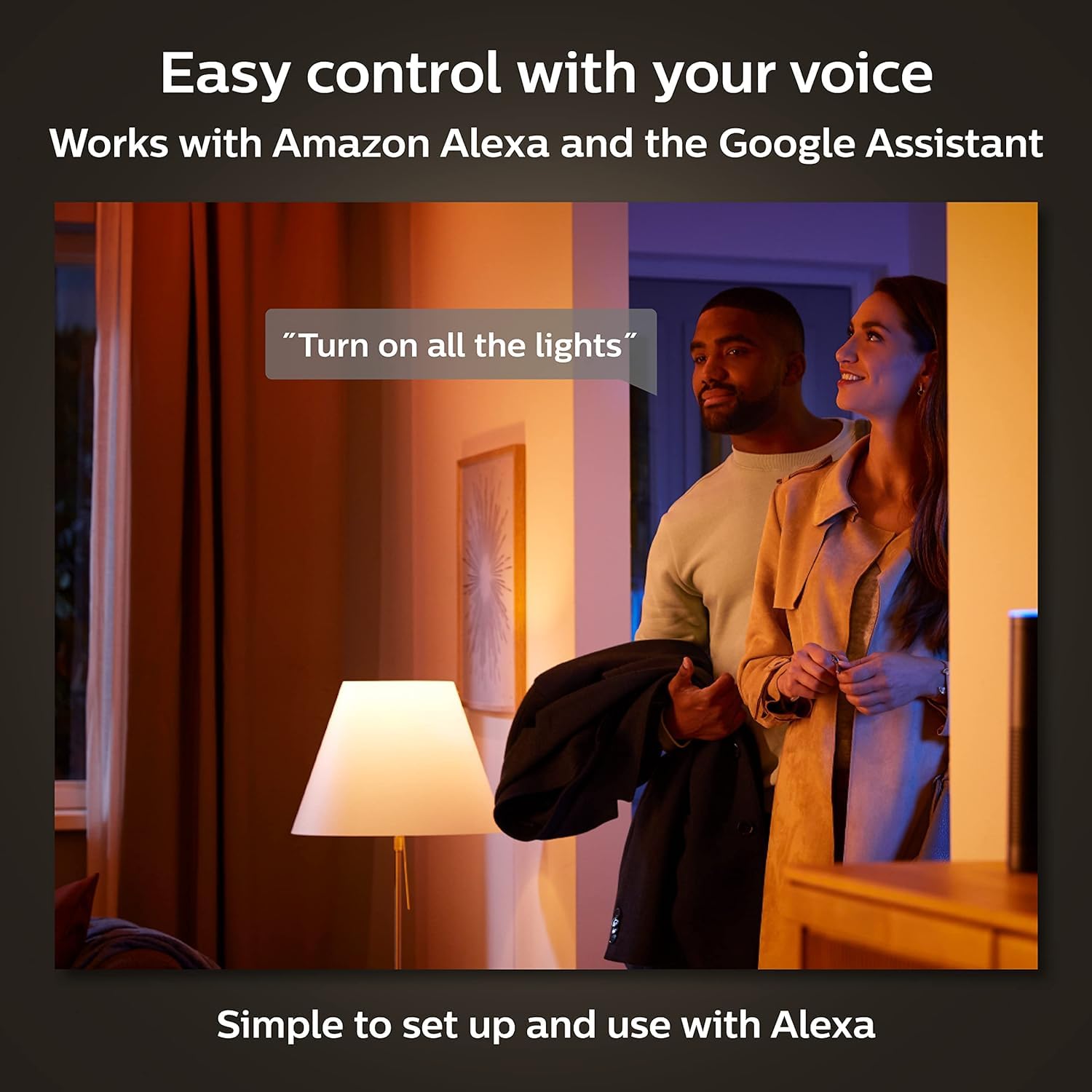 Philips Hue Smart 75W A19 LED Bulb - White and Color Ambiance Color-Changing Light - 1 Pack - 1100LM - E26 - Indoor - Control with Hue App - Works with Alexa, Google Assistant and Apple Homekit - View 3