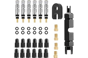 Oumers Bicycle 36PCS Presta Valve Set - Valve Caps, Schrader Adapter, Core Tool, Wrench, O-Circle With Portable Storage Box