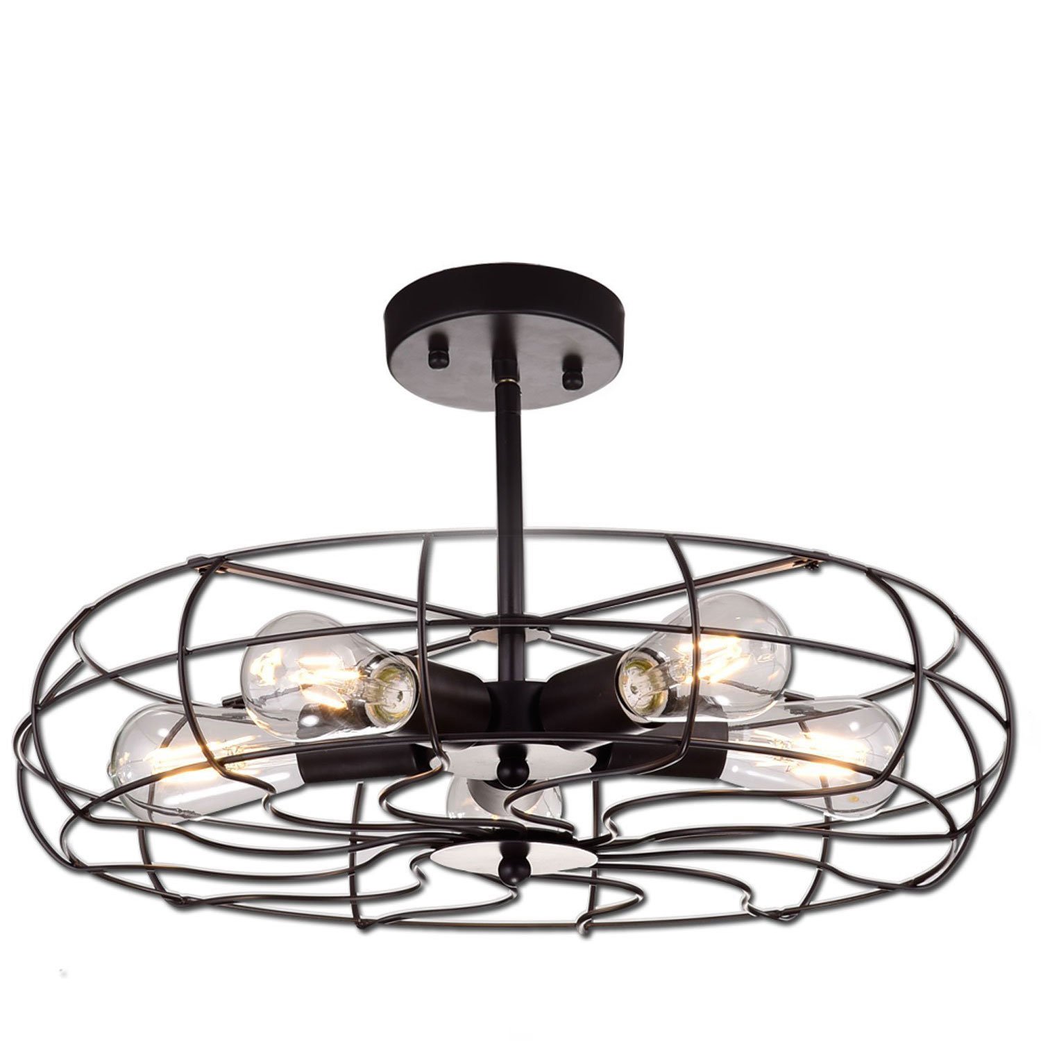 YOBO Lighting Industrial Bronze Fan Ceiling Light 5Light Farmhouse