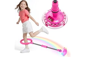 HopeRock Skip Ball Toy for Girls Ages 6-10,Girl Birthday Gifts,3 Fun Modes,Flashing Light-Up Wheel,LED Digital Counter,Replaceable Battery,Girl Birthday Gifts for Age 6-10+,Fun Outdoor Girl Toys-Pink
