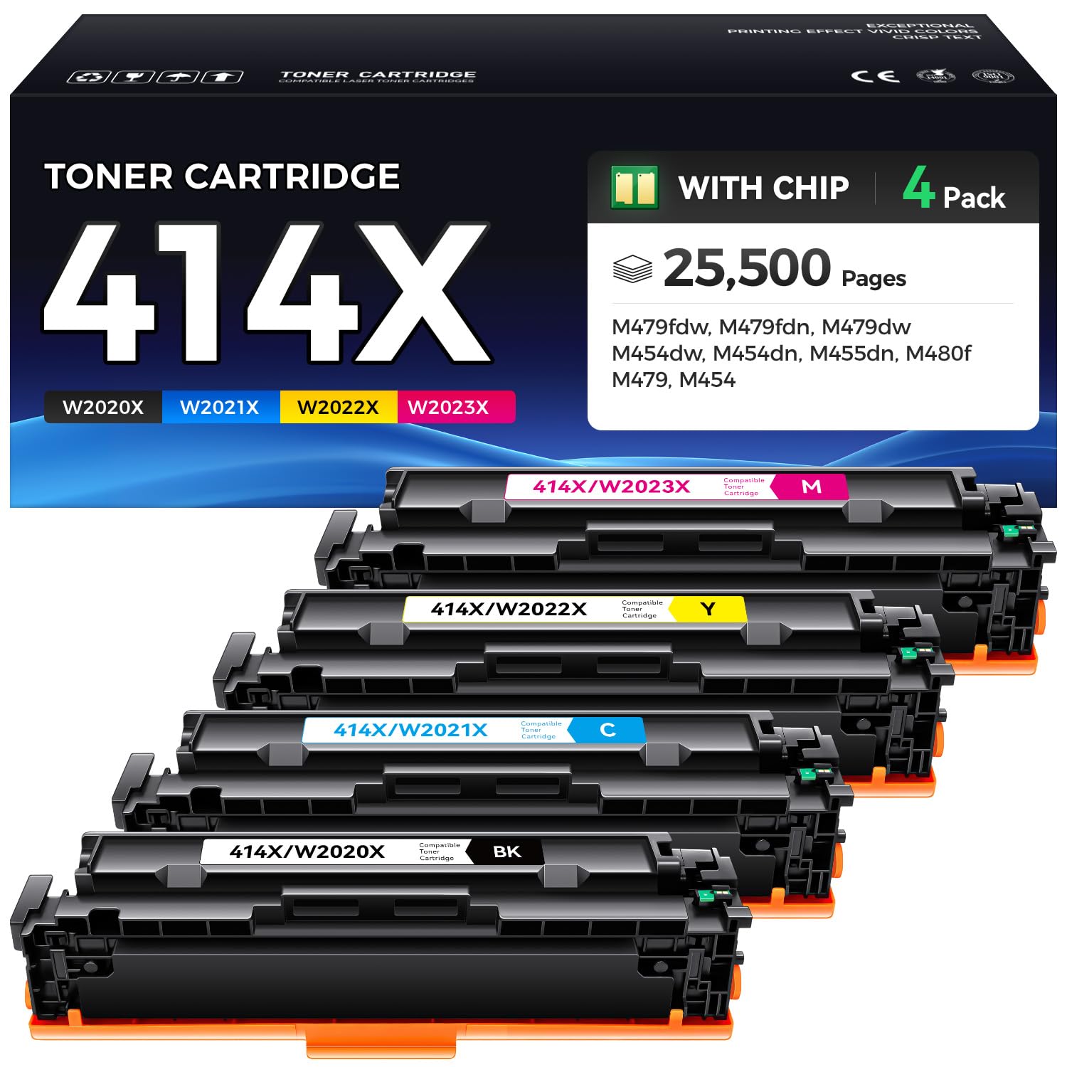 414X Toner Cartridge Set 4-Pack Printer Replacement