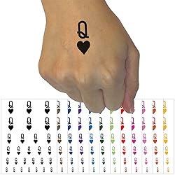 Queen of Hearts Card Suit Temporary Tattoo Water