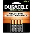 Duracell Baterías AAA recargables, paquete de 4 unidades, batería triple A para una potencia duradera, batería precargada mul