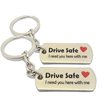 AeroStark Combo of 2 Stainless Steel Special Edition (Limited Stock) Drive Safe Handsome Engraved Keychain Keyring for Husband Boyfriend Gift (Pack of 2)