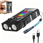 FandyFire 1100 Lumen Small EDC Keychain Flashlight with Green Light | Rechargeable RGB LED Clip on Flashlight, Multi-Functional and Magnetic Tail Suitable for Outdoor Emergency Gear