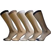 Uaussi 5 Pairs Mens Silk Sheer Socks OTC Ultra Thin Nylon Dress Sock Daily Casual Stockings Work Business Sox