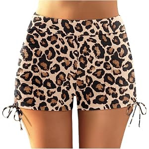 Swim Shorts Women High Waisted Bikini Swimsuit Bottoms Modest Side Tie Boy Shorts Swimwear Bathing Suit Board Shorts
