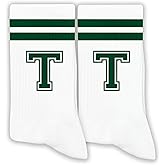 GRXXPIP Dark Green Initial Stripes Socks,Letter Socks Gifts for Christmas,St. Patrick's Day,Back-to-school Season,etc.