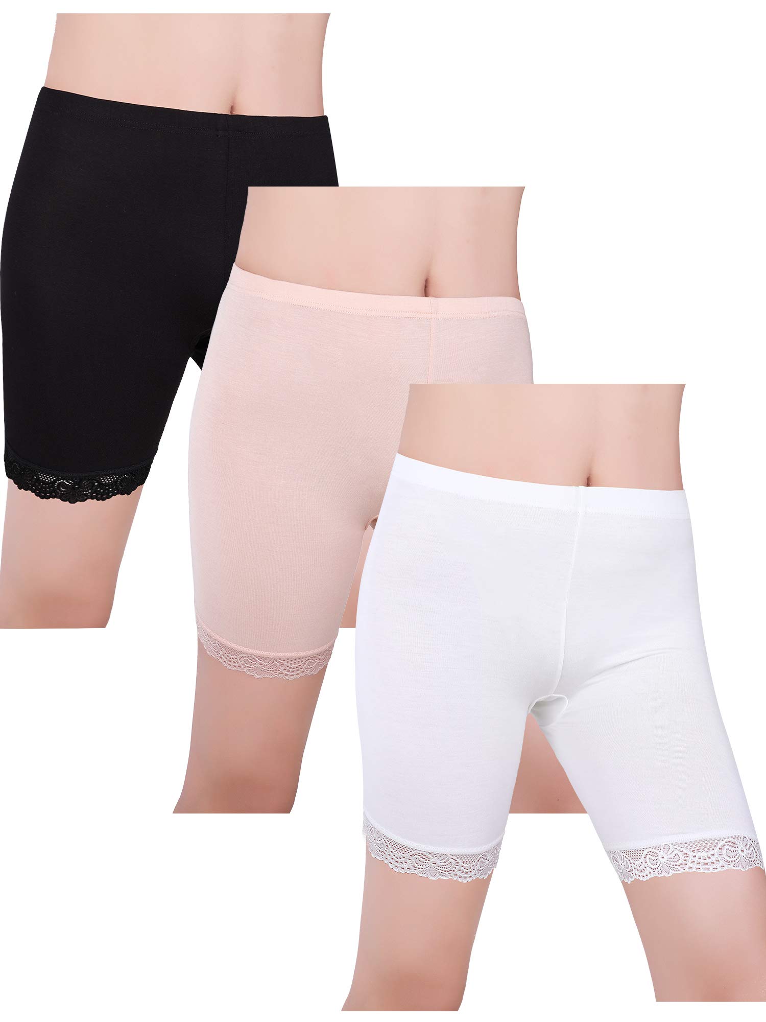 Skylety 3 Pieces AntiChafing Modal Panties Lace Yoga