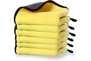 High Street Co Microfiber Towels for Cars (Pack of 6) - Wash Rags with High GSM, Highly Absorbent, Soft & Lint-Free - Cleaning Rags Cloths for Car Wash Detailing Drying & Home Cleaning Supplies