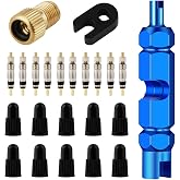 23 Pieces Presta Valve Core, Bike Valve Core Removal Tool with Tubeless Valve, Presta Valve Caps, Brass Presta Valve Adapter for Tubeless Road MTB Tires