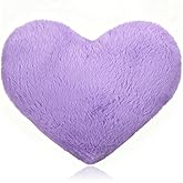 AceOrbit Valentine's Day Heart Mini Pillow 13"x10" Cute Faux Rabbit Fur Decorative Mini Throw Pillow for Bed Couch Cushion Women Valentine's Day Home Decor(Purple)