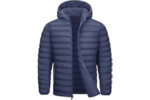 TACVASEN Men's Hooded Puffer waterproof Down Alternative Jacket Insulated Lightweight Windbreaker Quilted Coat