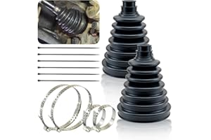 NARATI Upgrade 2PCS CV Boot CV Axle Boot Thickened Neoprene Rubber Material with 4 Stainless Steel Clamps & 6 Cable Ties Universal CV Joint Boot Fits Shaft Size 18mm-34mm