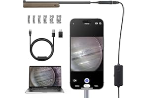Teslong Rifle Borescope for Phone & PC, USB C Bore Scope Camera with Lights & Mirror Set, Fits .20 Caliber & Larger, Flexible Gun Cleaning Camera, Compatible with iPhone 15/16 & USB-C Android Devices