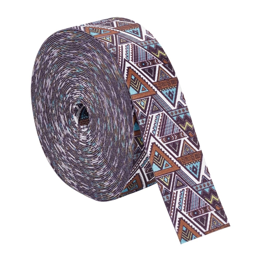 BENECREAT 9.5 Yards/8.68m Printed Webbing Straps - 1-1/2 inch (38mm) Polyester Jacquard Strap Stripe Triangle Sewing Webbing Colorful Woven Ribbon for Clothing Accessories