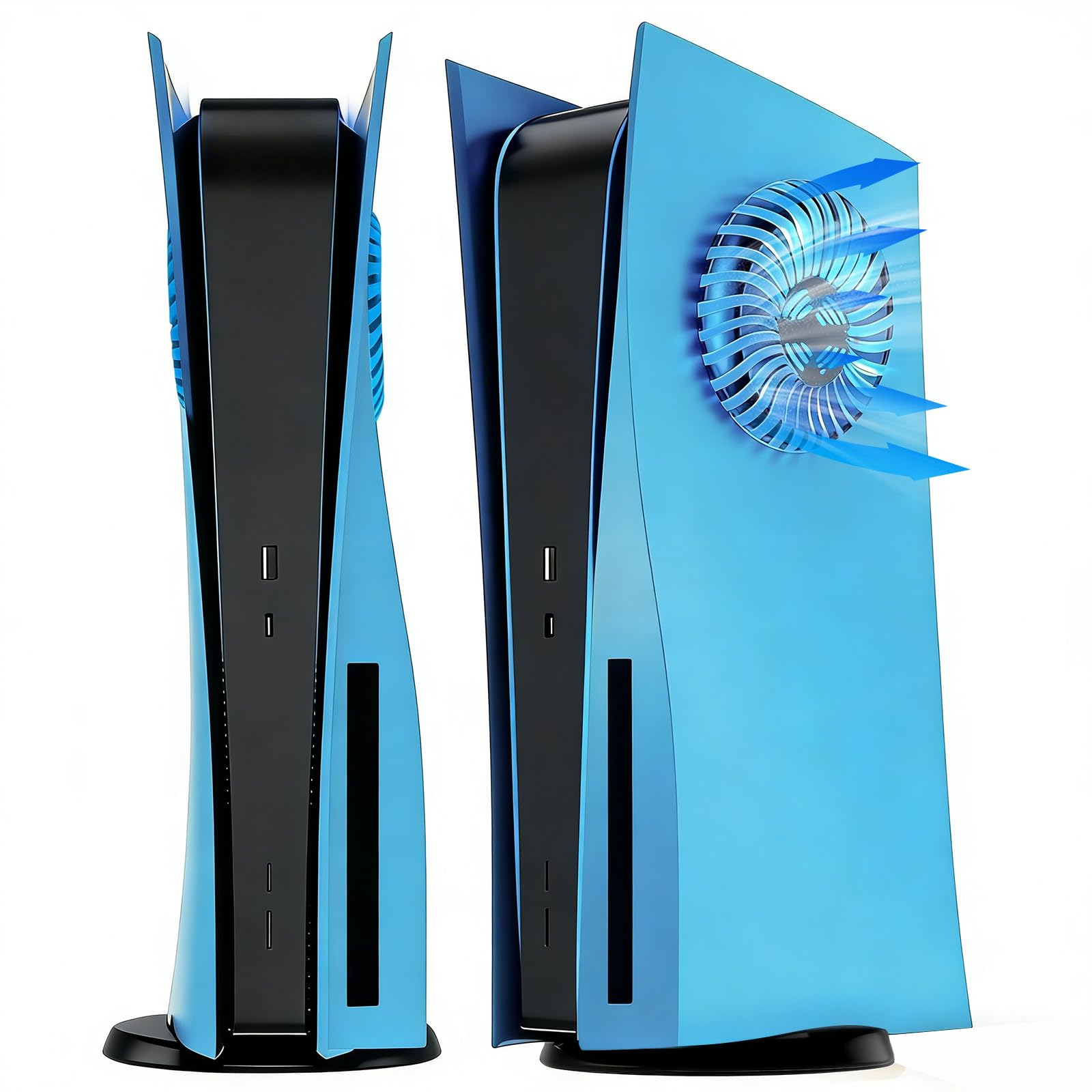 Faceplate Cover for PS5 Disc Edition with Cooling Vent, Replacement Side Plate Shell Accessories for PS5 Disc Console Face Plate, ABS Hard Anti-Scratch Dustproof Case for PlayStation 5 2020, Blue