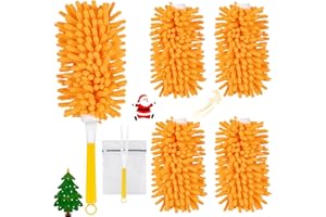 Nicemiya 4 Pack Reusable Duster Refills Compatible with Swiffer Hand Duster, Washable Microfiber 360 Heavy Duty Dusters Refills for Dusting Cleaning(Include 1 Handle & Laundry Bag)