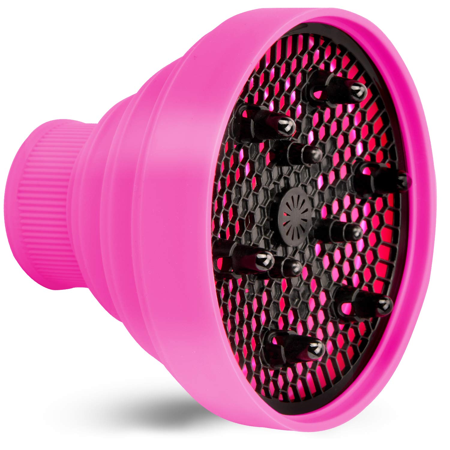 Universal Collapsible Hair Dryer Diffuser Attachment- Salon Grade tool ,Lightweight Foldable Portable Travel Folding Design Fit Most of blow Dryers-PinkPink: Beauty