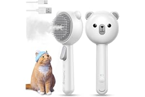 Cat Steam Brush, Cat Brushes for Indoor Cats with Release Button, Dual Speed Spray USB Rechargeable Cat Grooming Supplies, Ca