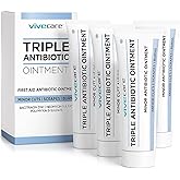 ViveCare Triple Antibiotic Ointment - Topical Antibacterial Cream for Healing & Treating Infection - First Aid Kit Supplies, Wound Care Essential w/Bacitracin, Neomycin & Polymyxin B (4)
