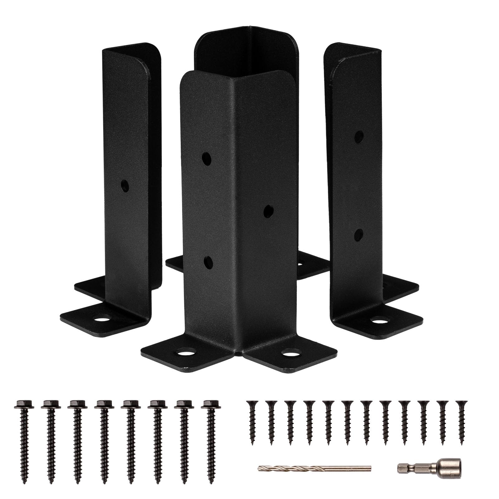 Cokritsm 4PCS Adjustable Deck Post Base Anchor - Support Brackets Fit 1.5x1.5, 2x2, 2x4, 4x4 Posts for Fence, Pergola, Mailbox Mount