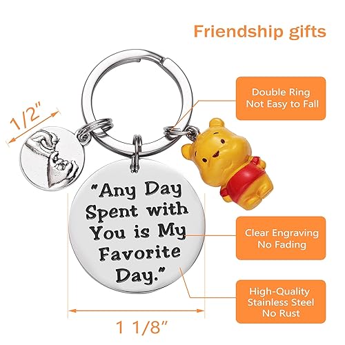 Tawdull Winnie the Pooh Keychain Friendship Gifts Any Day Spent