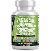Clean Nutraceuticals Slippery Elm Psyllium Husk Pre Probiotic Digestive Gut Health Supplement with Aloe Vera Cascara Sagrada Marshmallow Root DGL Licorice Senna Extract
