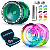 MAGICYOYO K3 + K2 Yoyo Set, 2-Pack for Kids, Beginners &amp; Adults | Responsive &amp; Unresponsive Yoyo Play with Extra Bearing Kit, 12 Strings, Gift Case (K3 Green + K2 Gradient)