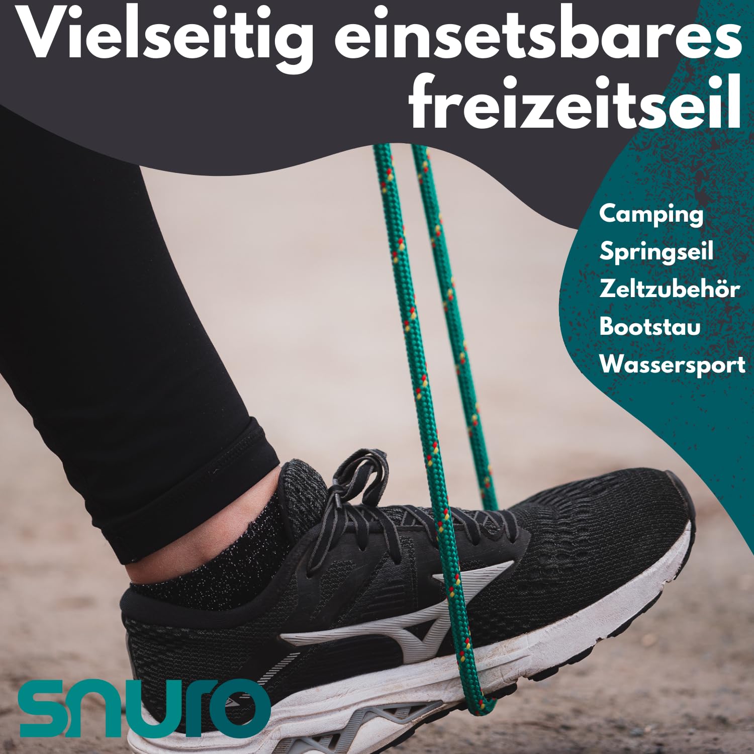 SNURO Polypropylenseil (6mm, 20M, rot mit blau und grün) - Leichtes, vielseitiges geflochtenes Seil für den Außenbereich, zum Überleben und für den Garten - Nicht zum Klettern! - Bruchlast 531kg 5