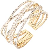 Wovanoo Rhinestone Bracelet for Women MultiLayer Crystal Cuff Bracelet Strand Layered Bracelet