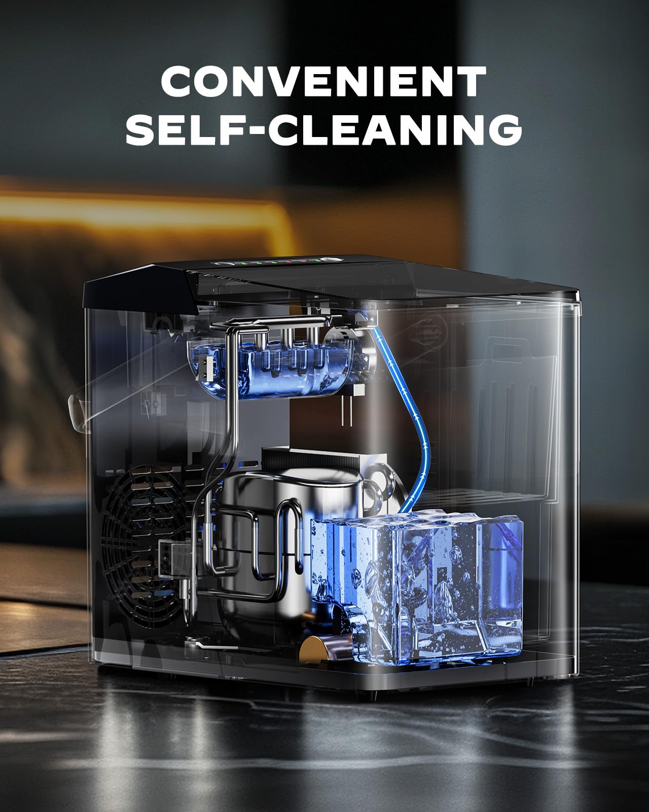 Silonn Ice Maker Countertop, Portable Ice Maker with Carry Handle, Self-Cleaning 1.8L Water Tank Large Ice Basket, Ice Machine Produces 9 Cubes in 6 Min Perfect for Home Kitchen and RV