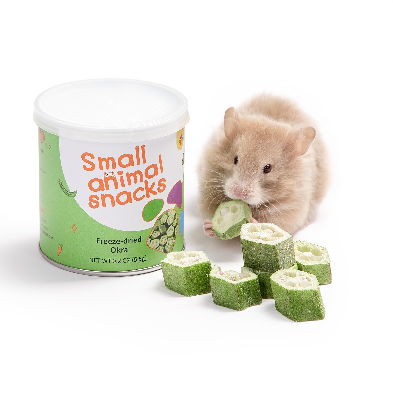 Niteangel Hamster Snack & Treats Toy - Small Animal Natural Treat for Dwarf Syrian Robo Hamsters Gerbils Mice Degus or Other Pets (Freeze-dried Okra - 0.2oz (5.5g))