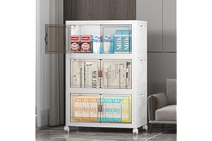 UAMFURI Stackable Storage Bins with Lids & Wheels, Foldable Storage Containers, Plastic Storage Drawers, Closet Organizers an