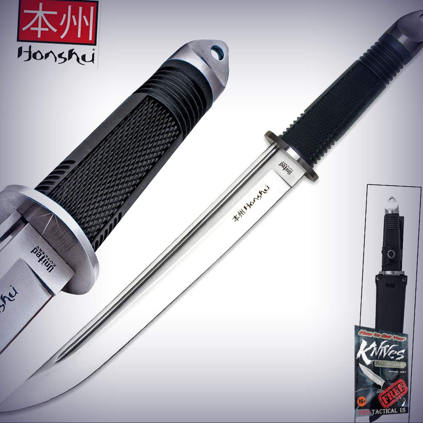 New Cool 17-Inch Honshu Fixed Blade Pro Tactical Elite Knife Machete Katana Samurai Sword W/Sheath for Home Camping Hunting Rescue + free Ebook by ProTactical"US