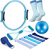 Silipull Home Pilates Essentials Kit for Women Pilates Equipment Set with Yoga Ball Resistance Band, Circle, Yoga Ring Circle Set for Beginners Home Workouts Legs Arms and Thighs