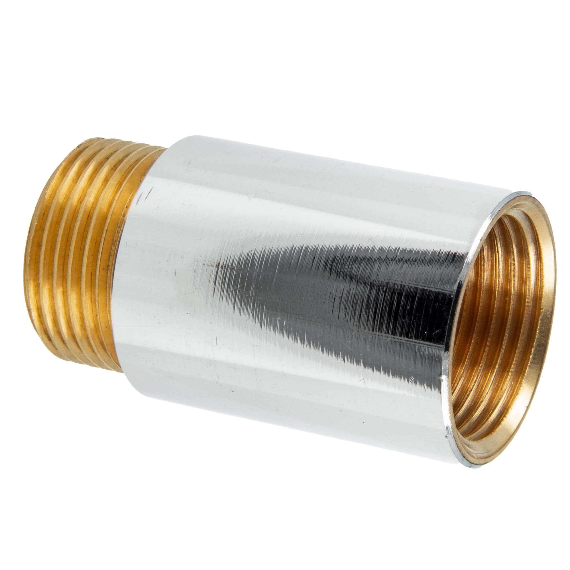 Tap Extension 1/2 Inch x 50 mm – Brass Shiny Chrome-Plated According to Drinking Water Regulation 50930-6, According to DIN 3523