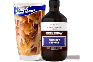 CHRISTOPHER BEAN COFFEE Christopher Bean Hand Crafted Blueberry Crumble Flavored Coffee - Unsweetened Cold Brew & Iced Instant Coffee Distillate Liquid Java - Blueberry Coffee Beans Extract 100% Arabica, (8-Ounce), 236 ml