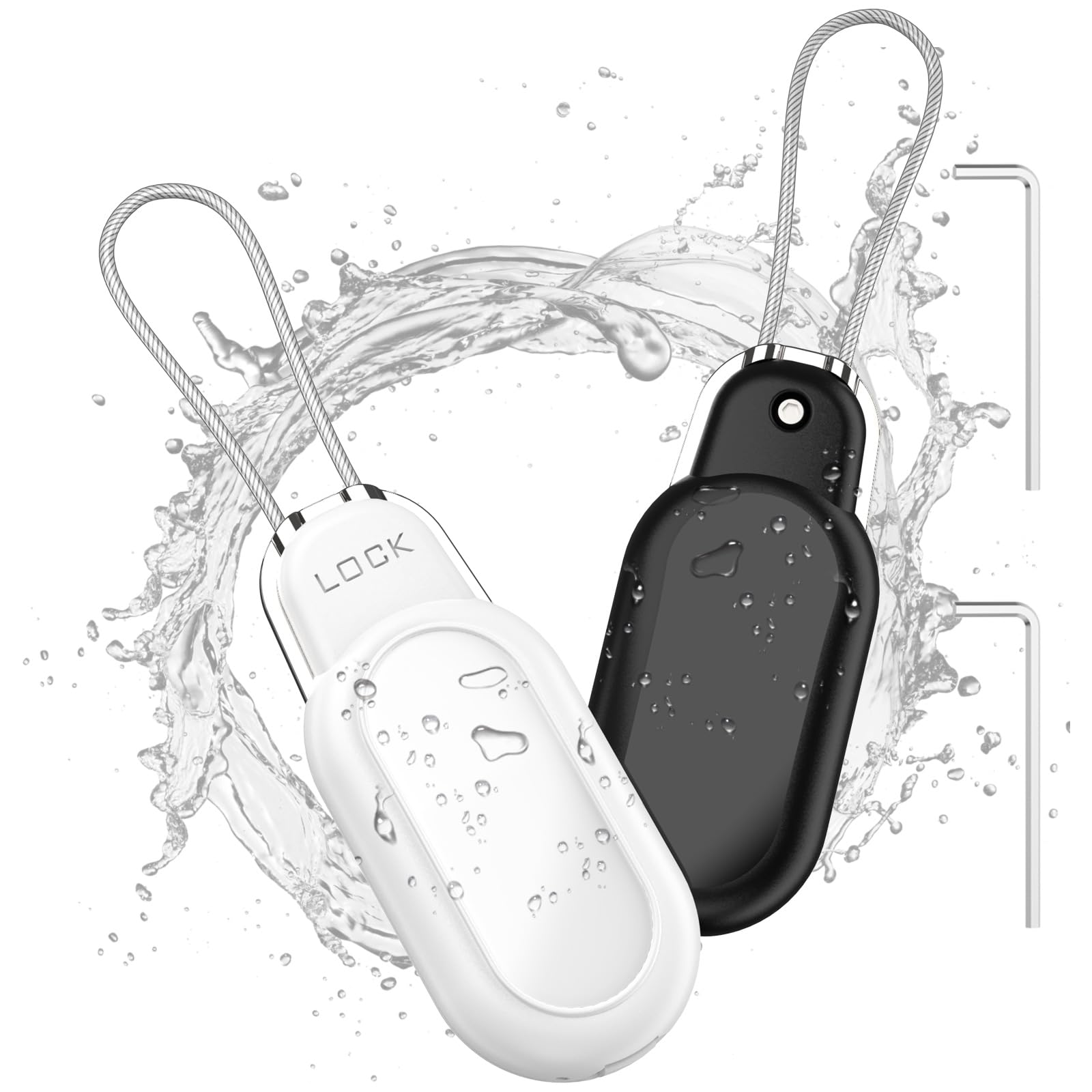 Photo 1 of Samsung Galaxy SmartTag2 2 Pack Secure Holder with Wire Cable Lock, Waterproof Case (Black+White)